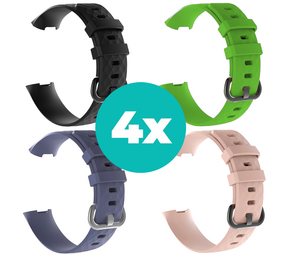 Strap-it Zwart - Grijsblauw - Lichtroze - Groen Charge 4 / 3 bundel - Maat M/L