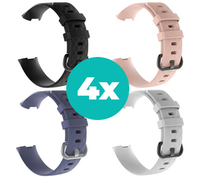 Strap-it Zwart - Grijsblauw - Wit - Lichtroze Charge 4 / 3 bundel - Maat M/L