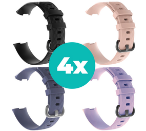 Strap-it Zwart - Grijsblauw - Lila - Lichtroze Charge 4 / 3 bundel - Maat M/L