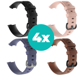 Strap-it Zwart - Grijsblauw - Bruin - Lichtroze Charge 4 / 3 bundel - Maat M/L