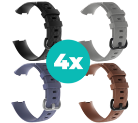 Strap-it Zwart - Grijsblauw - Bruin - Grijs Charge 4 / 3 bundel - Maat M/L