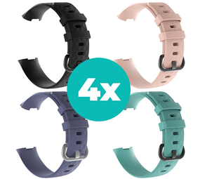 Strap-it Zwart - Grijsblauw - Aqua - Lichtroze Charge 4 / 3 bundel - Maat M/L