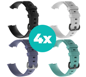 Strap-it Zwart - Grijsblauw - Aqua - Wit Charge 4 / 3 bundel - Maat M/L