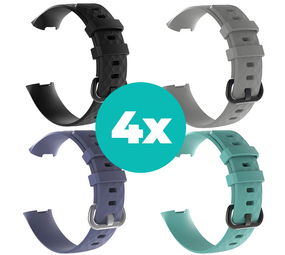 Strap-it Zwart - Grijsblauw - Aqua - Grijs Charge 4 / 3 bundel - Maat M/L