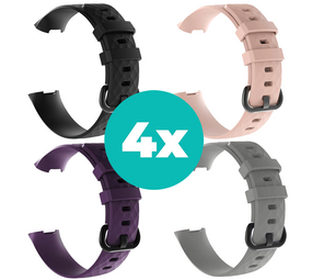 Strap-it Zwart - Paars - Grijs - Lichtroze Charge 4 / 3 bundel - Maat M/L