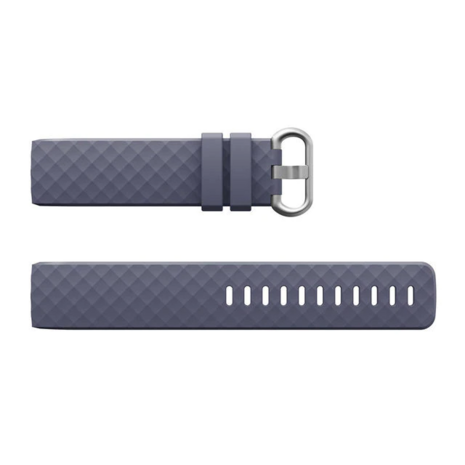 Strap-it Siliconen bandjes geschikt voor Fitbit Charge 4 bandje - Bundel van 4 bandjes - Sport bandje Geschikt voor Fitbit Charge 3 bandje - Set bandjes 4x Zwart - Paars - Grijsblauw - Lichtroze - Maat M/L (Large)