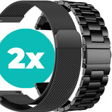 Strap-it Samsung Galaxy Watch 5 metalen band  en milanese band (2x) - zwart & zwart