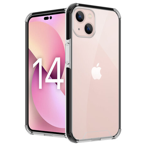 Coverzs Coverzs geschikt voor iPhone 14 3in1 shock case (transparant) + ShieldCase screenprotector - beschermglas iPhone bescherming - iPhone case bescherm hoesje + Screenprotector