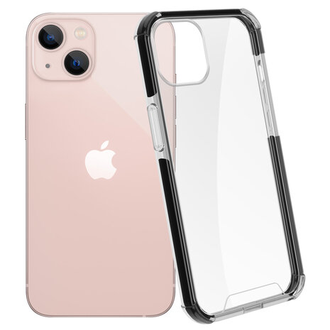 Coverzs Coverzs geschikt voor iPhone 14 3in1 shock case (transparant) + ShieldCase screenprotector - beschermglas iPhone bescherming - iPhone case bescherm hoesje + Screenprotector