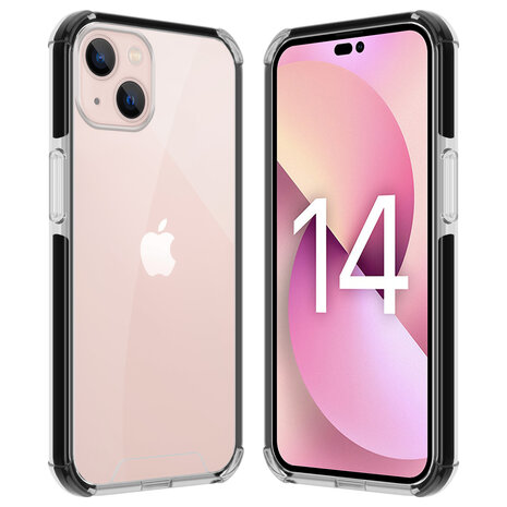 Coverzs Coverzs geschikt voor iPhone 14 3in1 shock case (transparant) + ShieldCase screenprotector - beschermglas iPhone bescherming - iPhone case bescherm hoesje + Screenprotector