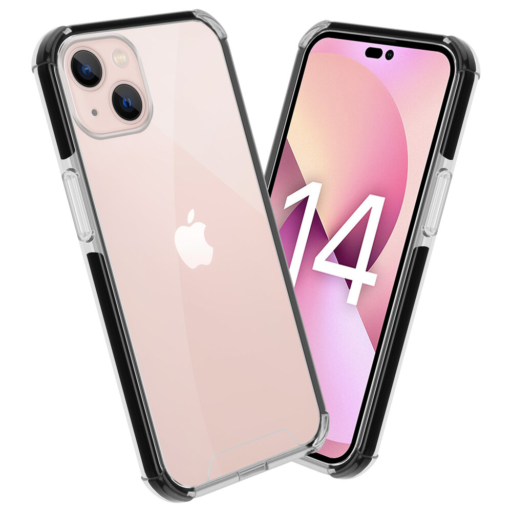 Coverzs Coverzs geschikt voor iPhone 14 3in1 shock case (transparant) + ShieldCase screenprotector - beschermglas iPhone bescherming - iPhone case bescherm hoesje + Screenprotector