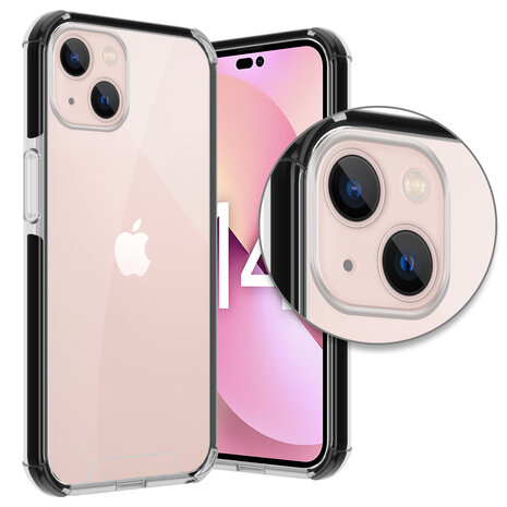 Coverzs Coverzs geschikt voor iPhone 14 3in1 shock case (transparant) + ShieldCase screenprotector - beschermglas iPhone bescherming - iPhone case bescherm hoesje + Screenprotector