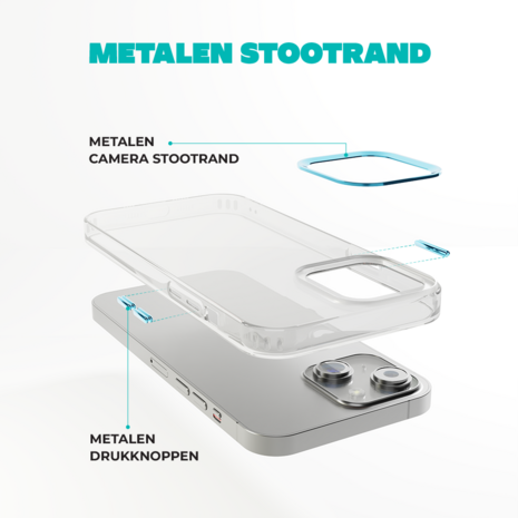 Coverzs Coverzs geschikt voor iPhone 14 hard case met metalen camera bumper (blauw) + ShieldCase screenprotector - beschermglas iPhone bescherming - iPhone case bescherm hoesje + Screenprotector