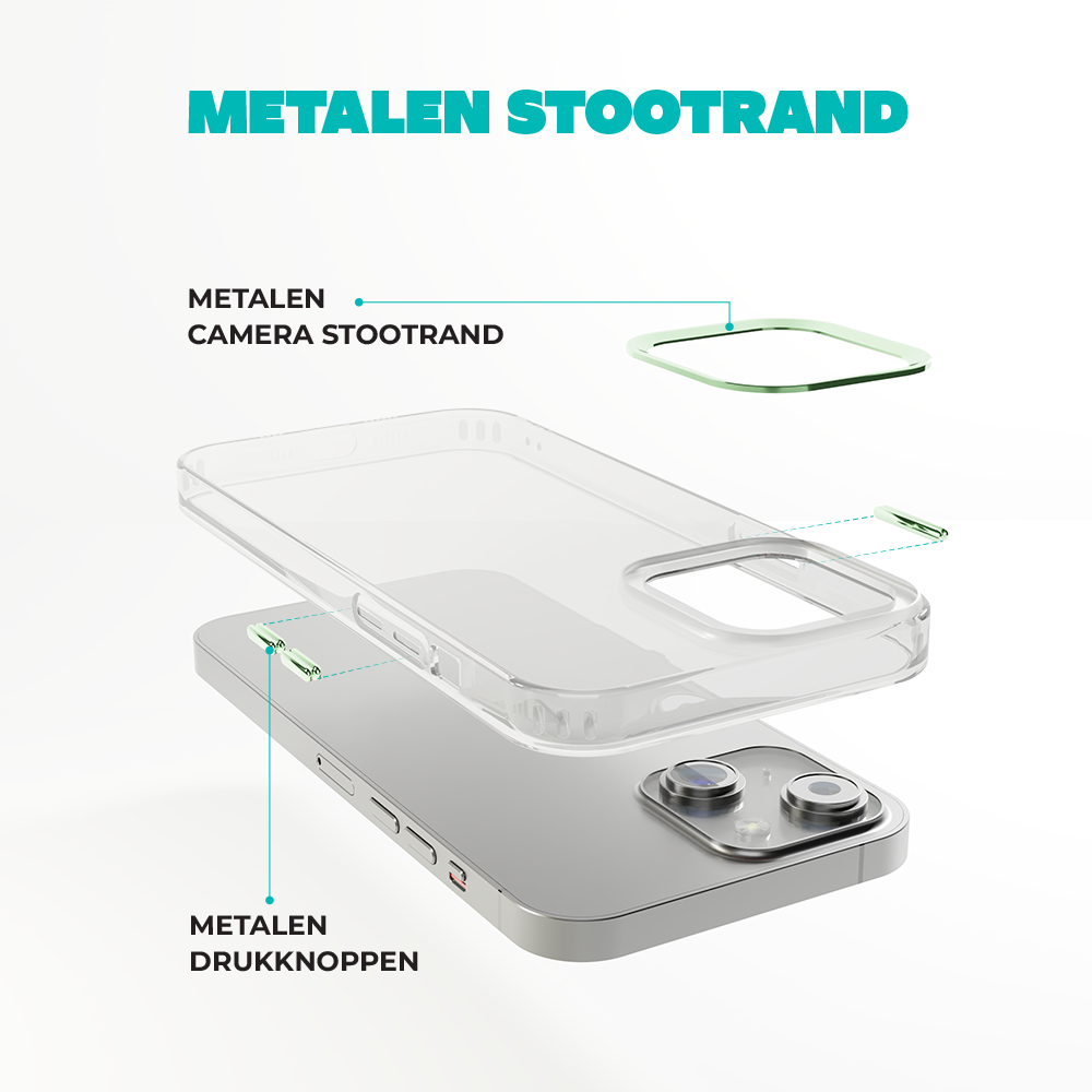Coverzs Coverzs geschikt voor iPhone 14 hard case met metalen camera bumper (groen) + ShieldCase screenprotector - beschermglas iPhone bescherming - iPhone case bescherm hoesje + Screenprotector