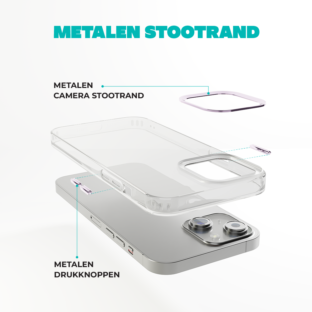 Coverzs Coverzs geschikt voor iPhone 14 hard case met metalen camera bumper (paars) + ShieldCase screenprotector - beschermglas iPhone bescherming - iPhone case bescherm hoesje + Screenprotector