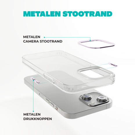 Coverzs Coverzs geschikt voor iPhone 14 hard case met metalen camera bumper (paars) + ShieldCase screenprotector - beschermglas iPhone bescherming - iPhone case bescherm hoesje + Screenprotector