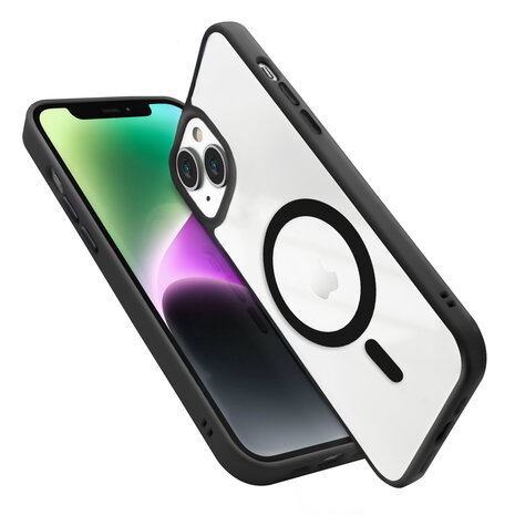 Coverzs Coverzs geschikt voor iPhone 14 hoesje Magsafe mat (zwart) + ShieldCase screenprotector - beschermglas iPhone bescherming - iPhone case bescherm hoesje + Screenprotector