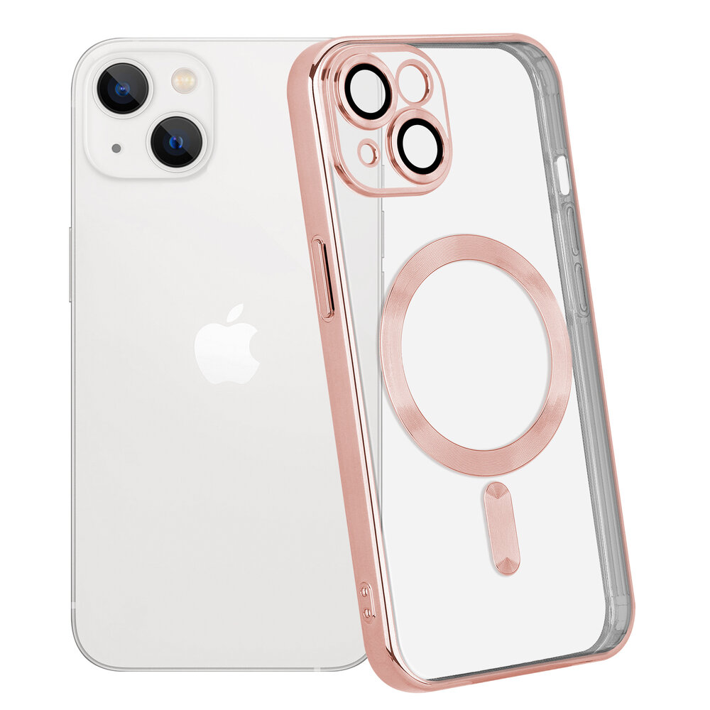 Coverzs Coverzs geschikt voor iPhone 14 Magsafe hoesje met camera cover (roze) + ShieldCase screenprotector - beschermglas iPhone bescherming - iPhone case bescherm hoesje + Screenprotector
