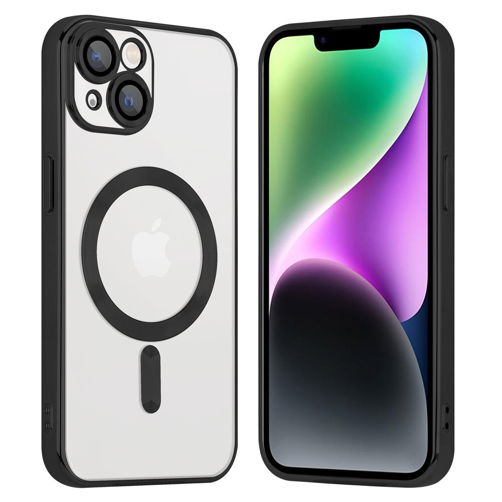 Coverzs Coverzs geschikt voor iPhone 14 Magsafe hoesje met camera cover (zwart) + ShieldCase screenprotector - beschermglas iPhone bescherming - iPhone case bescherm hoesje + Screenprotector