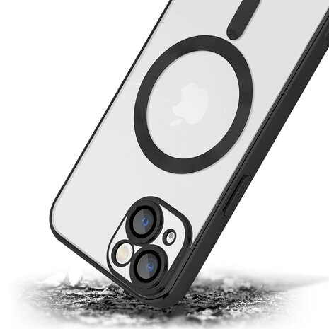 Coverzs Coverzs geschikt voor iPhone 14 Magsafe hoesje met camera cover (zwart) + ShieldCase screenprotector - beschermglas iPhone bescherming - iPhone case bescherm hoesje + Screenprotector