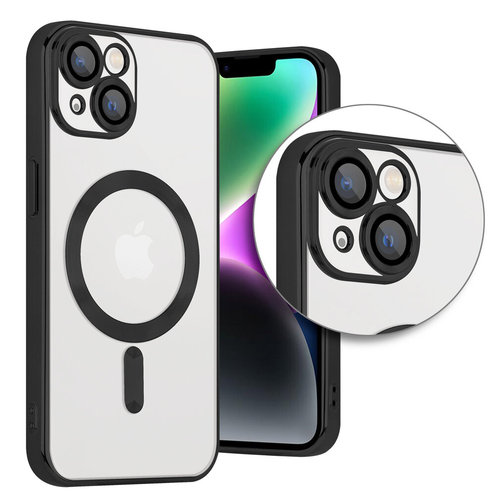 Coverzs Coverzs geschikt voor iPhone 14 Magsafe hoesje met camera cover (zwart) + ShieldCase screenprotector - beschermglas iPhone bescherming - iPhone case bescherm hoesje + Screenprotector