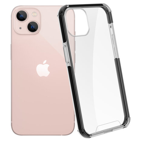 Coverzs Coverzs geschikt voor iPhone 14 Plus 3in1 shock case (transparant) + ShieldCase screenprotector - beschermglas iPhone bescherming - iPhone case bescherm hoesje + Screenprotector