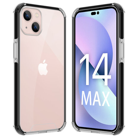 Coverzs Coverzs geschikt voor iPhone 14 Plus 3in1 shock case (transparant) + ShieldCase screenprotector - beschermglas iPhone bescherming - iPhone case bescherm hoesje + Screenprotector