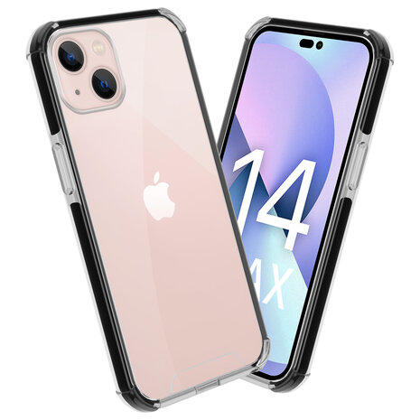 Coverzs Coverzs geschikt voor iPhone 14 Plus 3in1 shock case (transparant) + ShieldCase screenprotector - beschermglas iPhone bescherming - iPhone case bescherm hoesje + Screenprotector