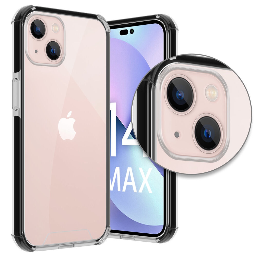 Coverzs Coverzs geschikt voor iPhone 14 Plus 3in1 shock case (transparant) + ShieldCase screenprotector - beschermglas iPhone bescherming - iPhone case bescherm hoesje + Screenprotector