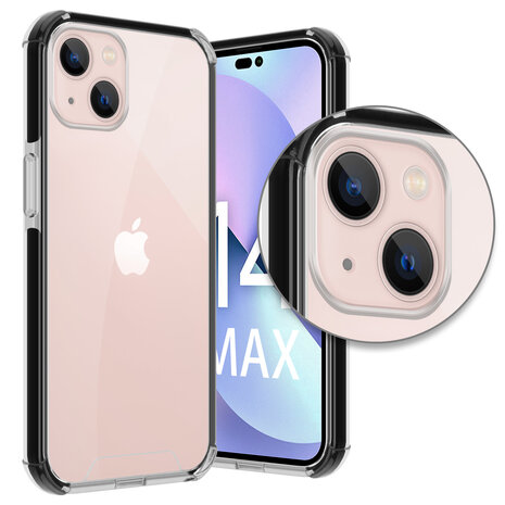 Coverzs Coverzs geschikt voor iPhone 14 Plus 3in1 shock case (transparant) + ShieldCase screenprotector - beschermglas iPhone bescherming - iPhone case bescherm hoesje + Screenprotector