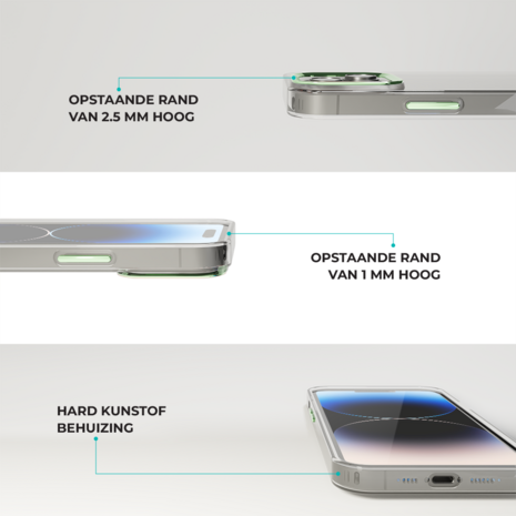 Coverzs Coverzs geschikt voor iPhone 14 Plus hard case met metalen camera bumper (groen) + ShieldCase screenprotector - beschermglas iPhone bescherming - iPhone case bescherm hoesje + Screenprotector