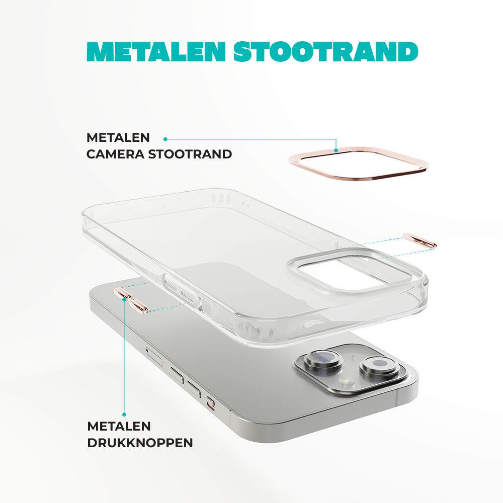 Coverzs Coverzs geschikt voor iPhone 14 Plus hard case met metalen camera bumper (roze) + ShieldCase screenprotector - beschermglas iPhone bescherming - iPhone case bescherm hoesje + Screenprotector