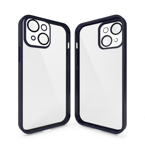 Coverzs Coverzs geschikt voor iPhone 14 Plus hoesje clear soft case camera cover (zwart) + ShieldCase screenprotector - beschermglas iPhone bescherming - iPhone case bescherm hoesje + Screenprotector