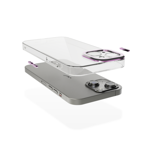 Coverzs Coverzs geschikt voor iPhone 14 Plus hoesje transparant camera cover (paars) + ShieldCase screenprotector - beschermglas iPhone bescherming - iPhone case bescherm hoesje + Screenprotector
