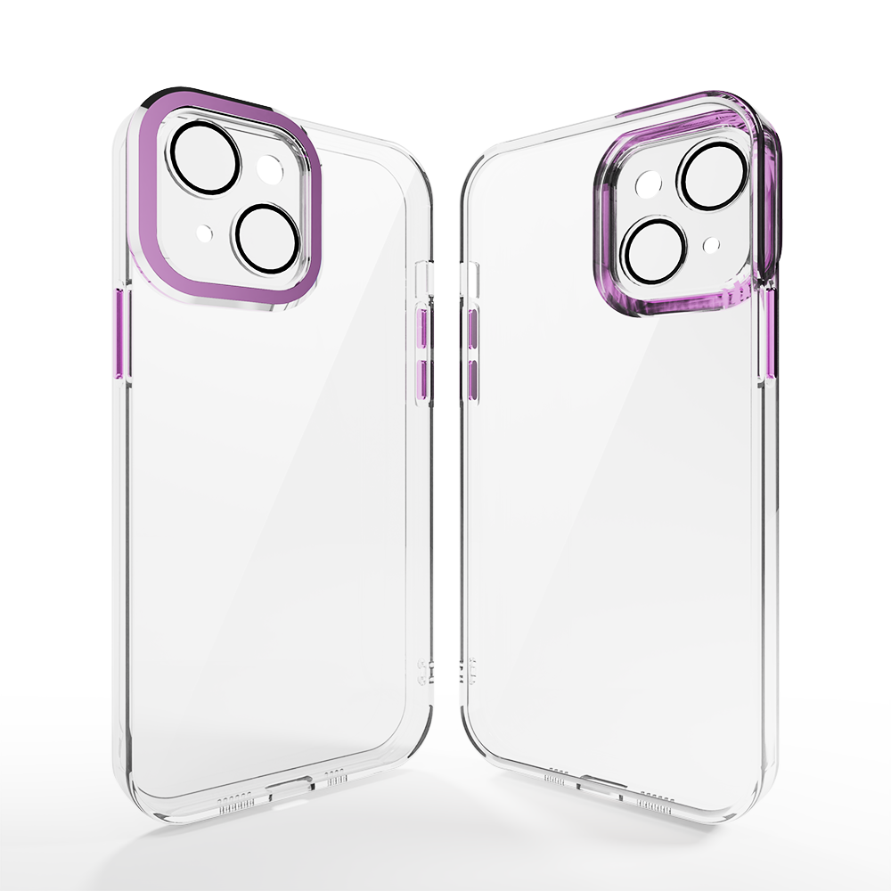 Coverzs Coverzs geschikt voor iPhone 14 Plus hoesje transparant camera cover (paars) + ShieldCase screenprotector - beschermglas iPhone bescherming - iPhone case bescherm hoesje + Screenprotector