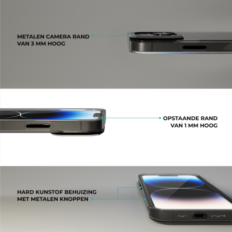 Coverzs Coverzs geschikt voor iPhone 14 Plus hoesje transparant camera cover (zwart) + ShieldCase screenprotector - beschermglas iPhone bescherming - iPhone case bescherm hoesje + Screenprotector
