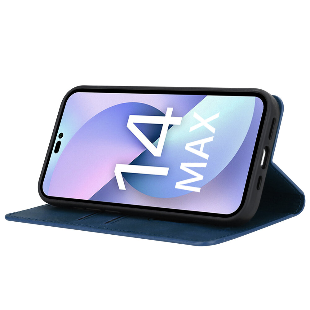 Coverzs Coverzs geschikt voor iPhone 14 Plus Luxe bookcase (blauw) + ShieldCase screenprotector - beschermglas iPhone bescherming - iPhone case bescherm hoesje + Screenprotector