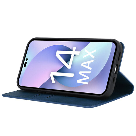 Coverzs Coverzs geschikt voor iPhone 14 Plus Luxe bookcase (blauw) + ShieldCase screenprotector - beschermglas iPhone bescherming - iPhone case bescherm hoesje + Screenprotector