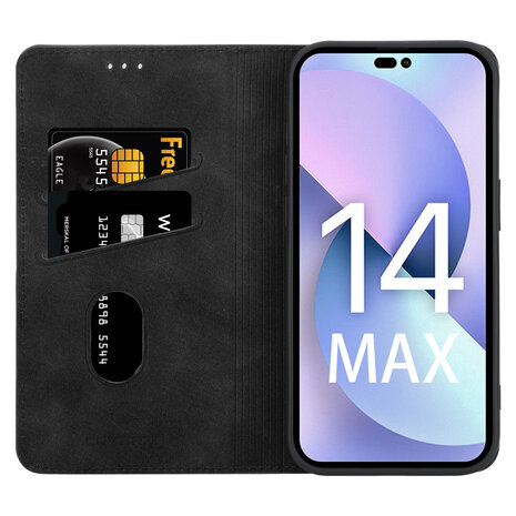 Coverzs Coverzs geschikt voor iPhone 14 Plus Luxe bookcase (zwart) + ShieldCase screenprotector - beschermglas iPhone bescherming - iPhone case bescherm hoesje + Screenprotector