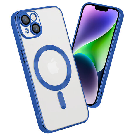Coverzs Coverzs geschikt voor iPhone 14 Plus Magsafe hoesje met camera cover (blauw) + ShieldCase screenprotector - beschermglas iPhone bescherming - iPhone case bescherm hoesje + Screenprotector