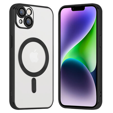 Coverzs Coverzs geschikt voor iPhone 14 Plus Magsafe hoesje met camera cover (zwart) + ShieldCase screenprotector - beschermglas iPhone bescherming - iPhone case bescherm hoesje + Screenprotector