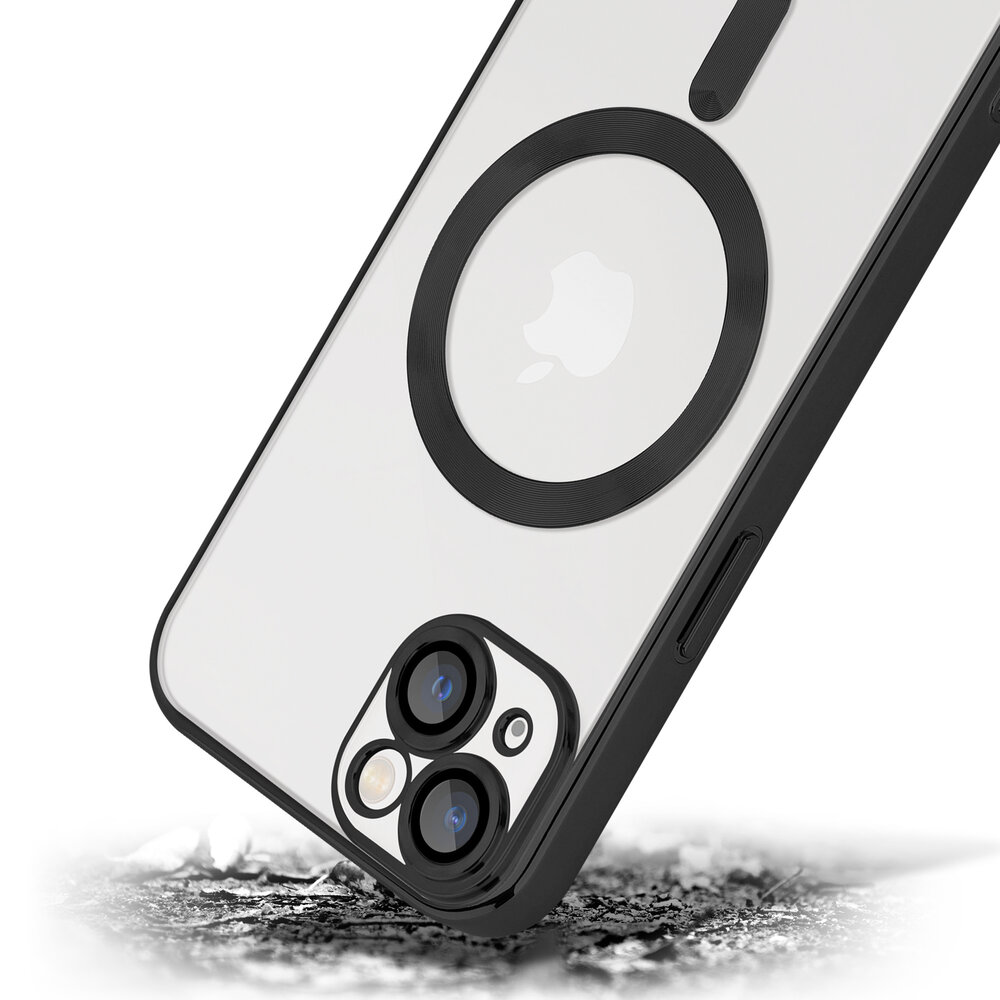 Coverzs Coverzs geschikt voor iPhone 14 Plus Magsafe hoesje met camera cover (zwart) + ShieldCase screenprotector - beschermglas iPhone bescherming - iPhone case bescherm hoesje + Screenprotector