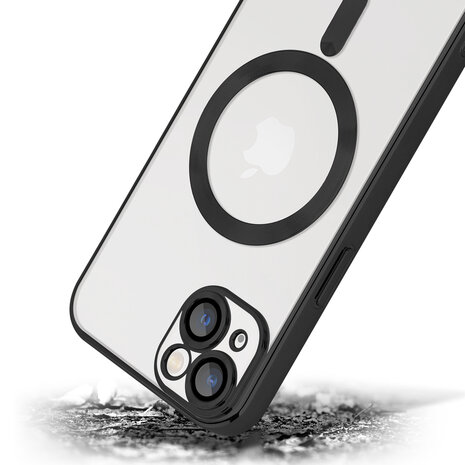 Coverzs Coverzs geschikt voor iPhone 14 Plus Magsafe hoesje met camera cover (zwart) + ShieldCase screenprotector - beschermglas iPhone bescherming - iPhone case bescherm hoesje + Screenprotector