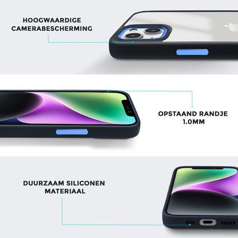 Coverzs Coverzs geschikt voor iPhone 14 Plus solid bumper hoesje mat (blauw) + ShieldCase screenprotector - beschermglas iPhone bescherming - iPhone case bescherm hoesje + Screenprotector Coverzs Coverzs geschikt voor iPhone 14 Plus solid bumper hoesje mat (blauw) + ShieldCase screenprotector - beschermglas iPhone bescherming - iPhone case bescherm hoesje + Screenprotector