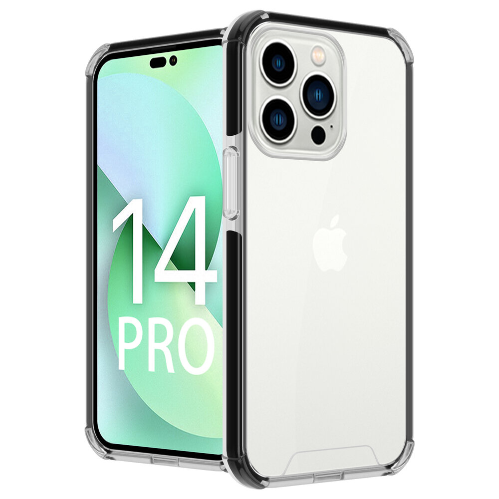 Coverzs Coverzs geschikt voor iPhone 14 Pro 3in1 shock case (transparant) + ShieldCase screenprotector - beschermglas iPhone bescherming - iPhone case bescherm hoesje + Screenprotector