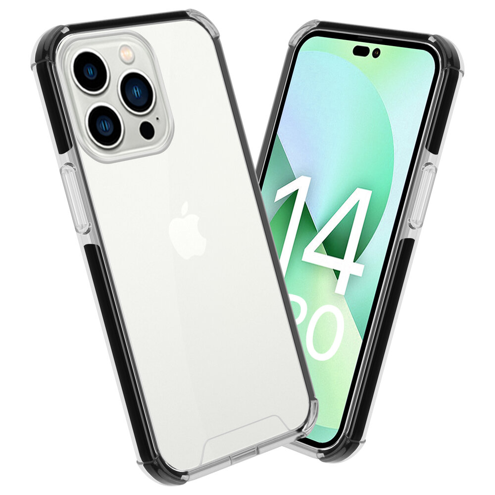 Coverzs Coverzs geschikt voor iPhone 14 Pro 3in1 shock case (transparant) + ShieldCase screenprotector - beschermglas iPhone bescherming - iPhone case bescherm hoesje + Screenprotector