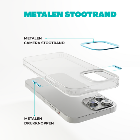 Coverzs Coverzs geschikt voor iPhone 14 Pro hard case met metalen camera bumper (blauw) + ShieldCase screenprotector - beschermglas iPhone bescherming - iPhone case bescherm hoesje + Screenprotector