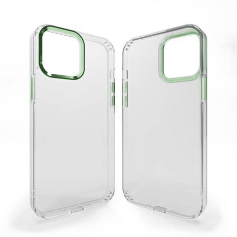 Coverzs Coverzs geschikt voor iPhone 14 Pro hard case met metalen camera bumper (groen) + ShieldCase screenprotector - beschermglas iPhone bescherming - iPhone case bescherm hoesje + Screenprotector