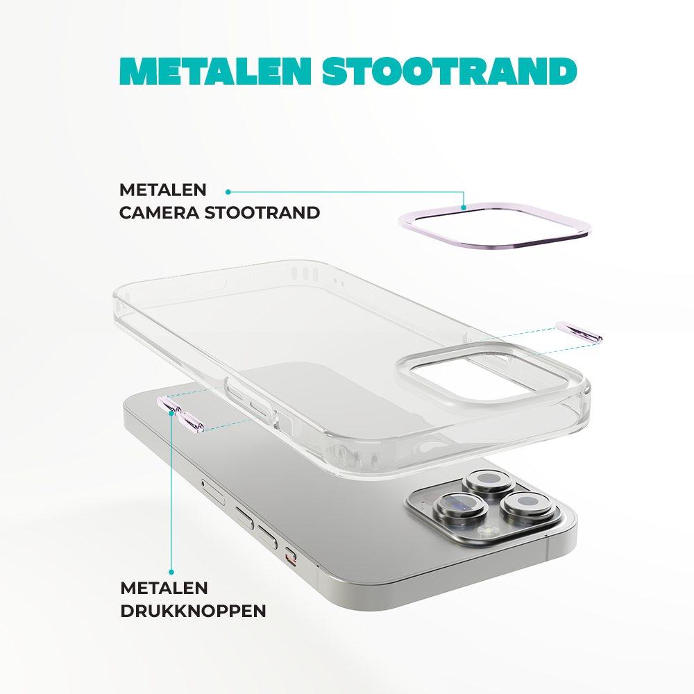 Coverzs Coverzs geschikt voor iPhone 14 Pro hard case met metalen camera bumper (paars) + ShieldCase screenprotector - beschermglas iPhone bescherming - iPhone case bescherm hoesje + Screenprotector