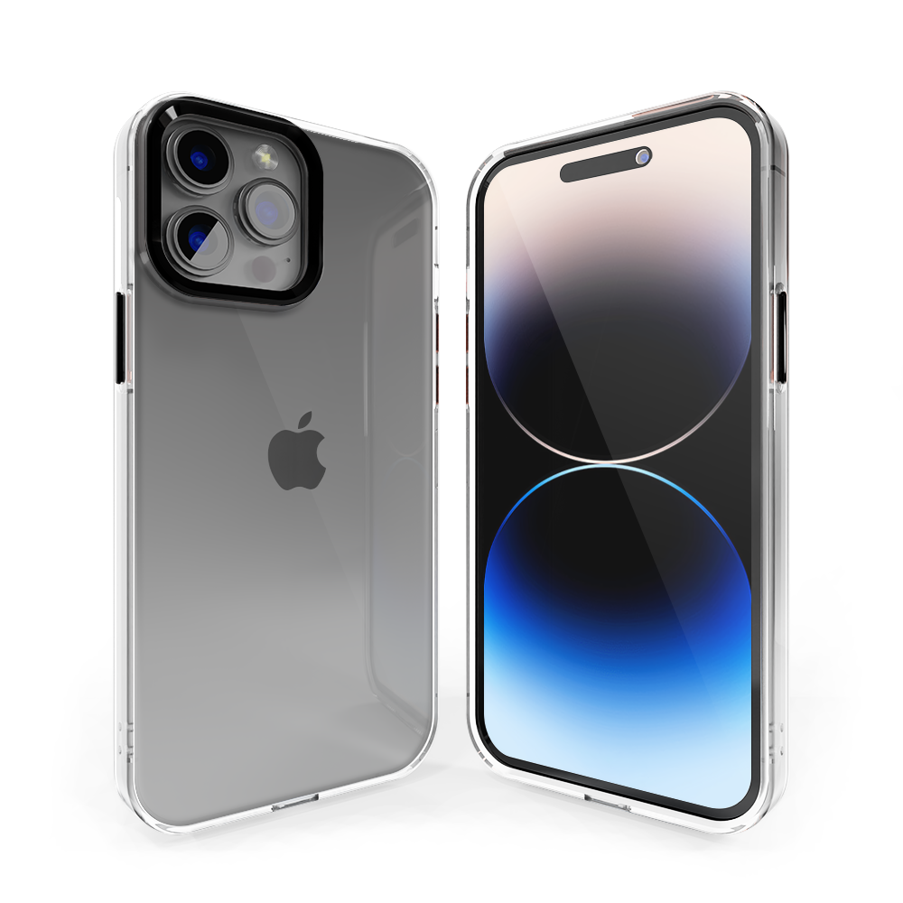 Coverzs Coverzs geschikt voor iPhone 14 Pro hard case met metalen camera bumper (zwart) + ShieldCase screenprotector - beschermglas iPhone bescherming - iPhone case bescherm hoesje + Screenprotector